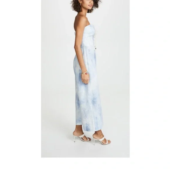 Petersyn Bruna Jumpsuit lace-up front strapless Grotto color Size Large